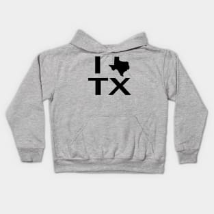 I Love Texas with State Outline Kids Hoodie